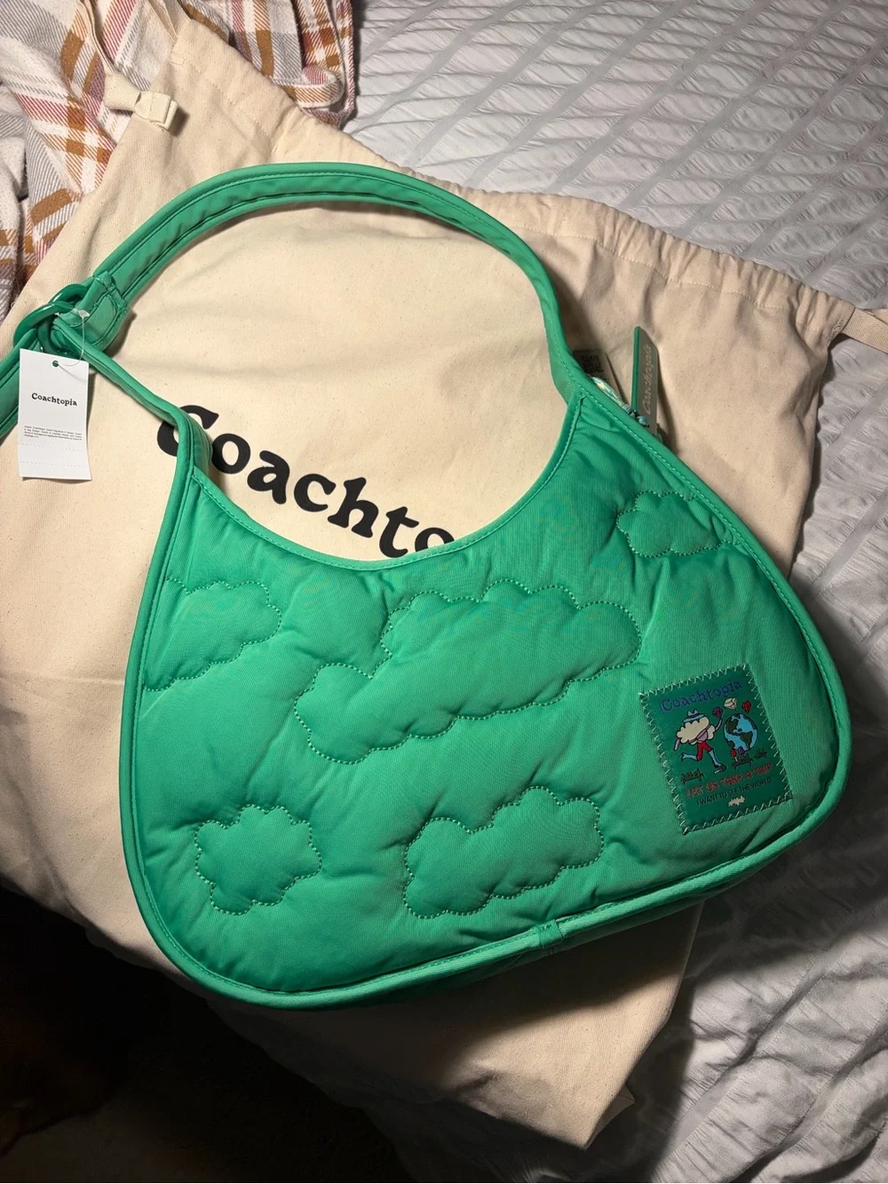 Coach Coachtopia 💚💚 Loop Ergo Cloud-Print Shoulder Bag in green NWT NIB